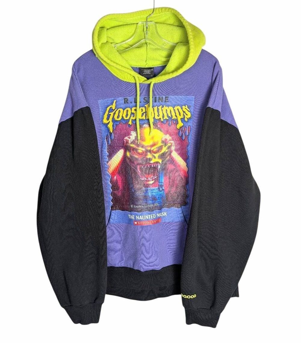 Dumbgood X Goosebumps purple green black Haunted Mask hoodie sweatshirt XXL mens